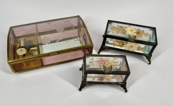 Three Glass Jewelry Boxes