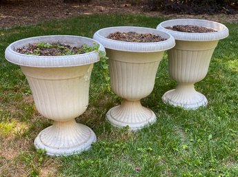 3 Large Footed Cast Resin Planters