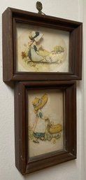Pair Of Sweet Holly Hobby Style Wall Plaques