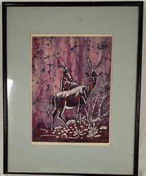 Framed Vintage Batik Of Wildlife