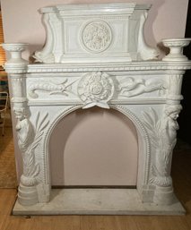 Beautifully Carved  Antique Marble Fireplace- *PLEASE READ DESCRIPTION FOR DETAILS AND MEASUREMENTS