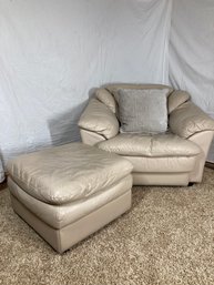 White Chair And Foot Rest Living Room Set