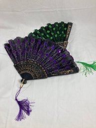 Set Of Colorful Asian Folding Fans