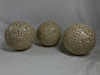 Set Of Shiny Decorative Stone Spheres