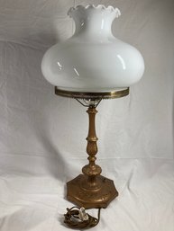 Vintage Table Lamp With Cute Hurricane Shade