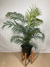 Cute Faux Plant With Wooden Stand