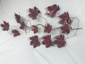 Red Metal Leaf Decor