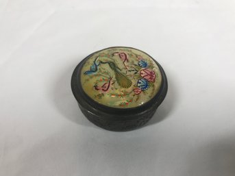 Vintage Hand Painted Bird Themed Metal Tin