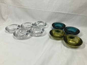 Set Of Assorted Colored Glass Candle Holders