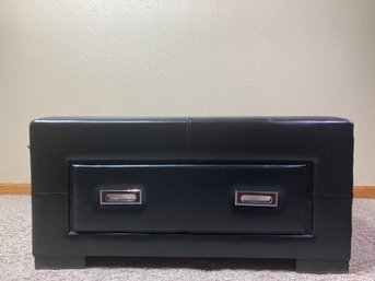 Black Leather Ottoman