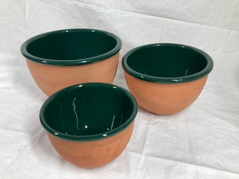 Set Of Over Back Inc Glazed Clay Bowls