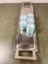 Metal Candle Tray And Candles