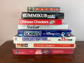 Board Games, Racko, Rummikub, Chinese Checkers, Checkers, Sorry, Concentration, Scrabble For Jr's (see Photos)