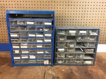 2 Hardware Bins With Drawers Blue & Gray With Assorted Hardware