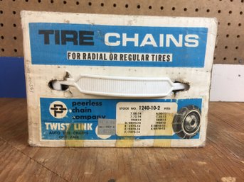 Tire Chains In Box For 14' & 15' Tires.  Peerless Chain Company Stock # 124-1-2