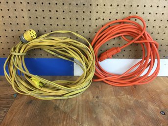 2 Electric Extension Cords  3 Prong 110V  One Yellow One Orange (see Photo)