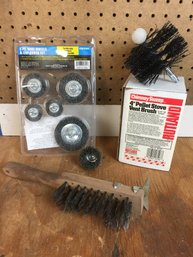 Chimmey Sweep 4' Pellet Stove Vent Brush, Wood Wire Brush & Wire Wheels