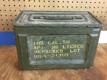 50 Cal Metal Ammo Box & Nuts & Bolts & Plastic Strap& Clothes Hook & Assorted Items (see Photo)