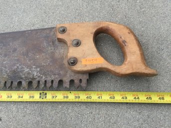 Vintage Tree Saw With Wood Handle And Square Nuts