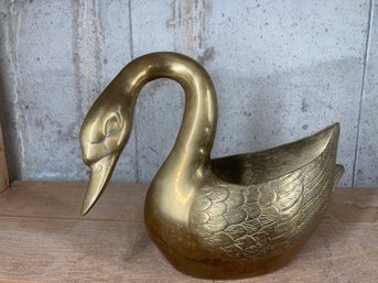 Brass Swan Vessel / Planter- See Photos