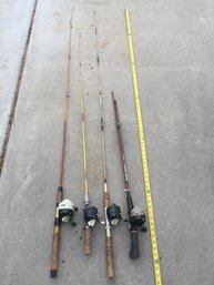 Fishing Poles (Rod And Reels)  Some With Cork Handles & Zebco Reels