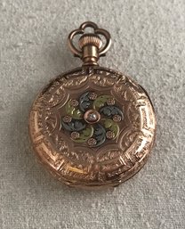 Beautiful Antique 14 Karat Waltham Pocket Watch With Center Diamond