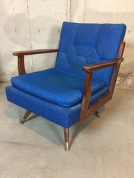 Cute Blue Mid Century Swivel Rocker