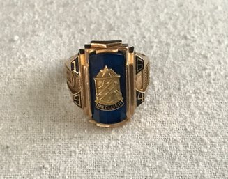1964 McCluer 10k Class Ring With Blue Stone