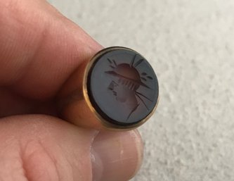 10k Ring With Carved Carnelian Stone