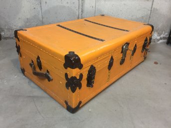 Antique Orange Painted Trunk With Locking Keys