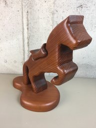 Handcrafted Redwood Horse Sculpture