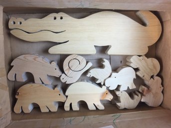 Big Collection Of Cut Wood Animals With Pencil Holder Holes