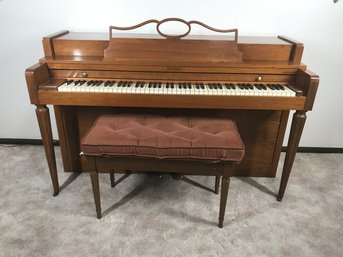 Upright Howard Piano With Stool And Cushion.  (see Photos)  Song Books In Bench Included