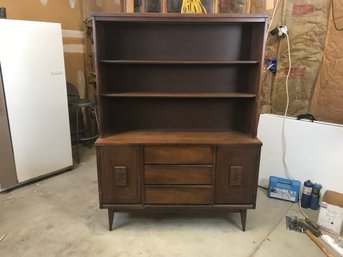 Art Deco Wood China Cabinet With 3 Shelves - (buffet With Doors And Drawers) See Photos.  (cabinet Only.)