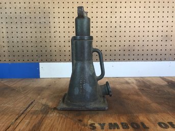 Antique Steel Screw Jack Stamped Into Casting  'auto Specialties St. Joseph Mich.' Approx. 12' Tall