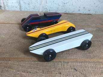 Cub Scouts Pinewood Derby Wood Cars (3)  Hand Made With Weights Added