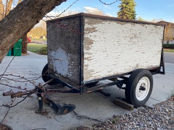 Vintage Homemade 7 Foot Long Box Plywood Trailer, Titled In Colorado