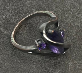 Sterling Plated Ring With Purple Stones