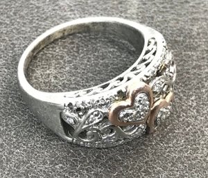 Filigree Ring Stamped 925 & 14k