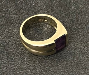 14k Gold & Faceted Amethyst Ring - Approx. Sz 4.5