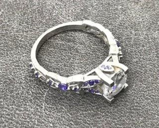 Sterling Ring With Colored Faceted Stones