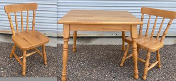 Kids Sized Wooden Table With 2 Chairs