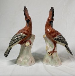 Great Pair Of BIG 14 Inch Eximious Italian Mid-Century Pair Porcelain Hoopoe Birds