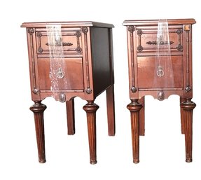 Great Antique Pair Of Antique Bedside Tables - See Photos For Condition (Decorative Medallion Missing)