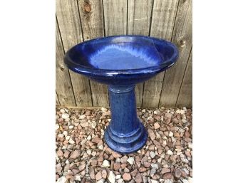 Big Blue Beautiful Two Part Earthenware/ceramic Birdbath