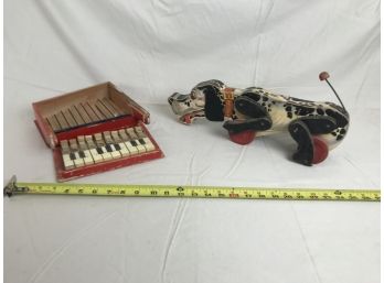 Fun & Collectible Toys Featuring Antique Wooden Fisher-Price Rolling Dalmatian & Wooden Baby Grand Piano