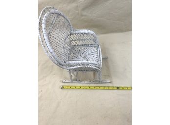 Petite White Vintage Wicker Doll Chair