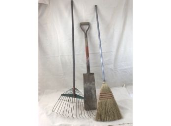 Yard Rake, Shovel, And Broom