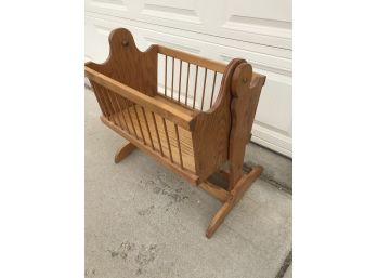 Vintage Rocking Wooden Doll Cradle