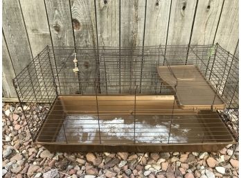 Big Wire & Plastic Animal Cage With The Door On Side & Top, Clean/stained Plastic Tray (used For Dwarf Bunny)